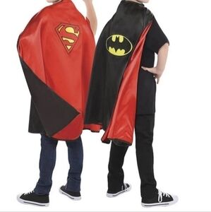 NWT DC Comics Batman Superman Reversable Hero Cape Halloween Costume Cosplay New